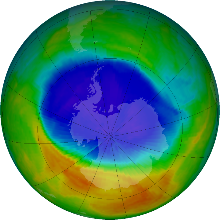 Antarctic ozone map for 10 October 2004